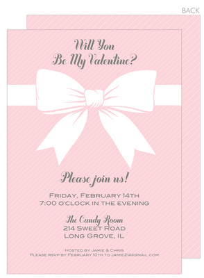Sweet Pink Baby Shower Bow Invitations